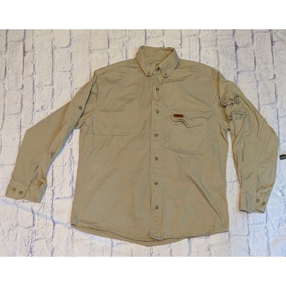 VTG Woolrich Shirt Mens M (38-40) Button Up Shooting Khaki Outdoor Guide Series